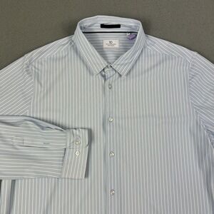7Diamonds‎ Shirt Long Sleeve Mens XL Blue Stripe Easton 4 Way Stretch Button Up